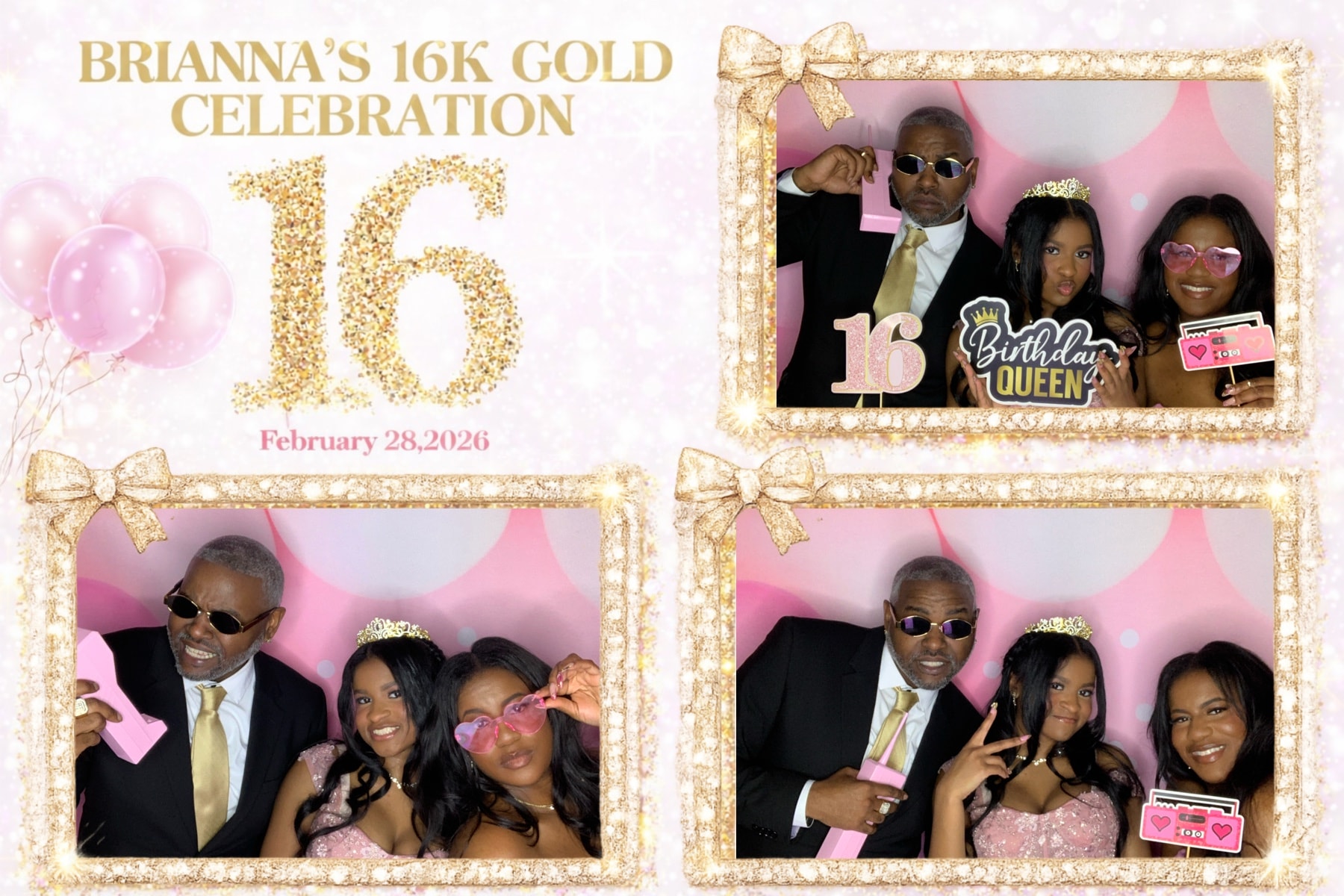 Brianna's 16K Gold Celebration photo booth collage