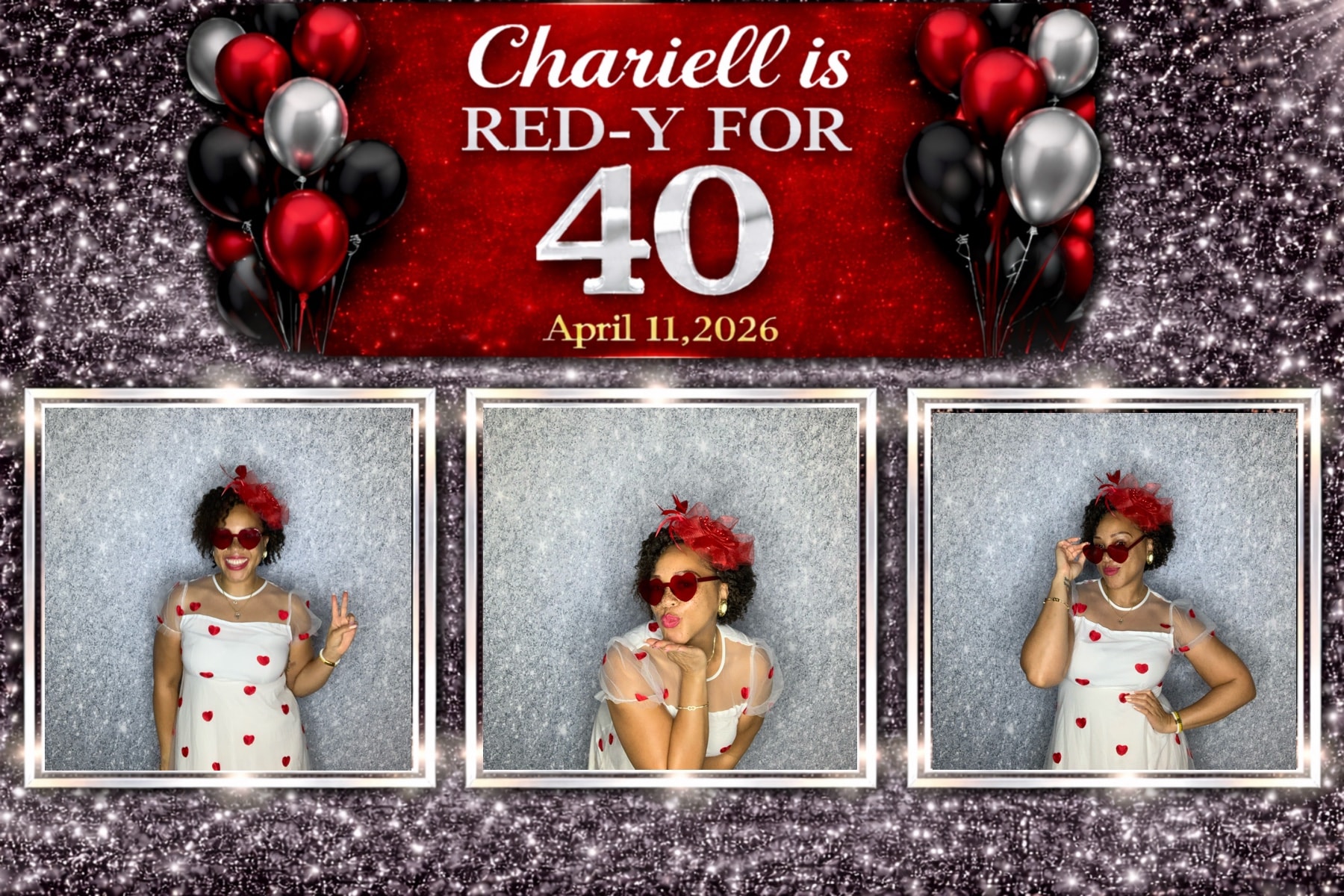 Chariell's Red-y for 40 birthday photo booth collage