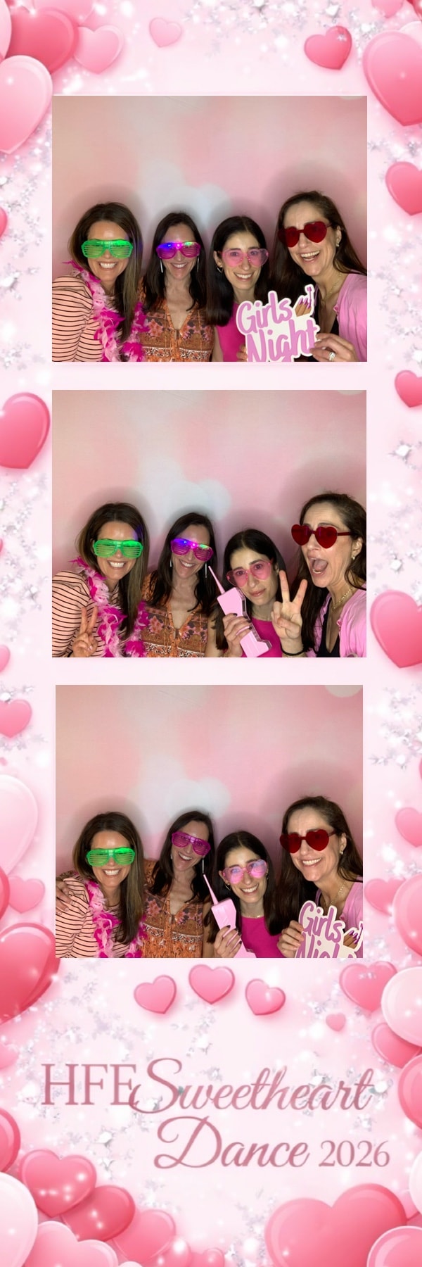 HFE Sweetheart Dance 2026 Girls Night photo booth collage pink hearts