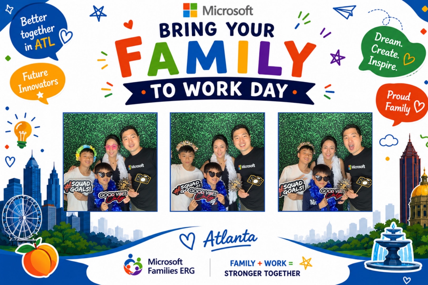 Microsoft Bring Your Family to Work Day photo booth collage — Atlanta