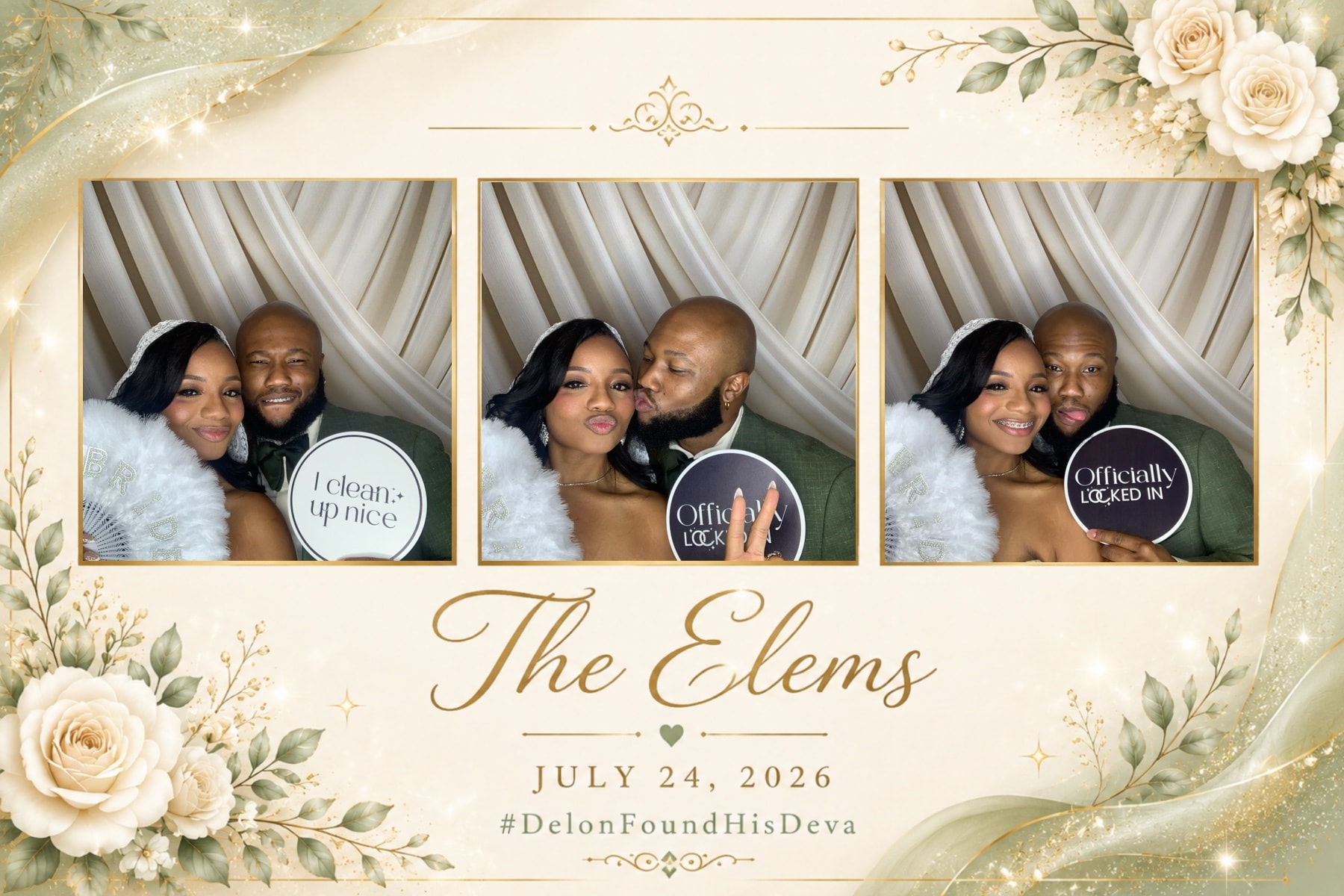 The Elems wedding photo booth collage — July 24, 2026