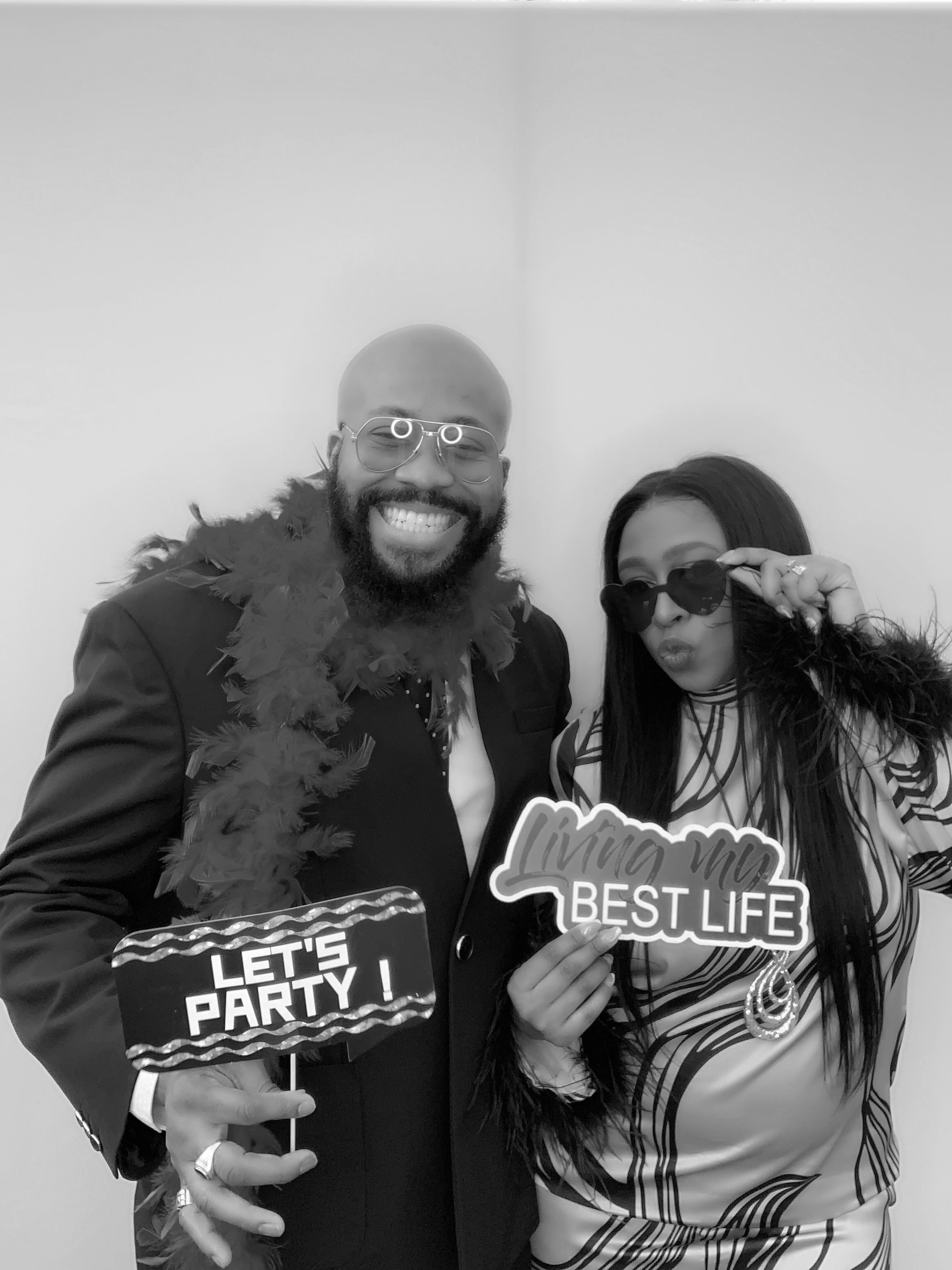 Couple posing at Atlanta photo booth rental event